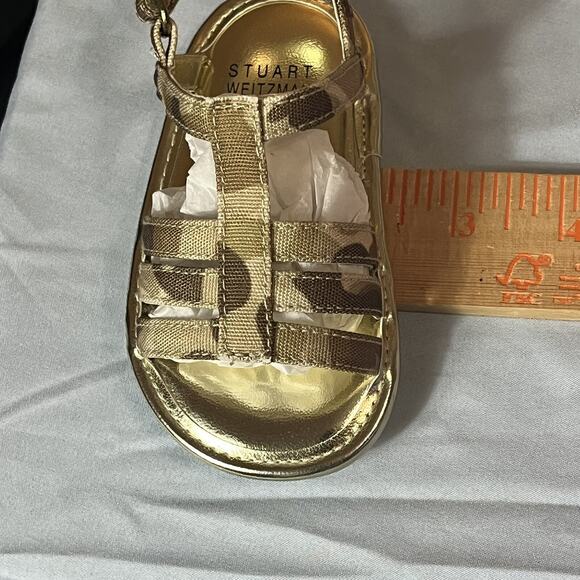 MY FIRST WEITZMANS STUART WEITZMAN Caesar Gold Baby Camo Sandals 4 (9-12M) W/Box - Picture 13 of 16